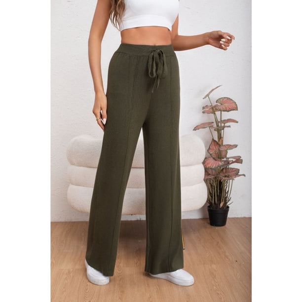 Pantalon Mujer Tipo Palazzo Lanilla Tiro Alto Full Elasticado 5056