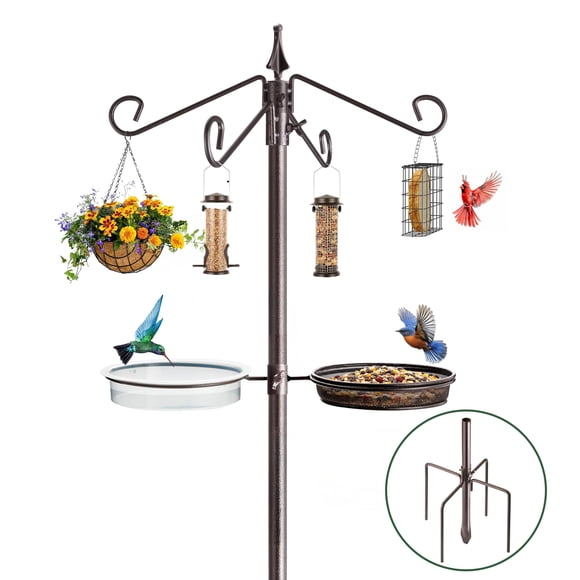 Comedero para pájaros NestShld poste de metal de 206 cm con 4 ganchos