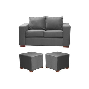 Dkora - Living Cedric 2 Cuerpos + 2 Pouf Marengo