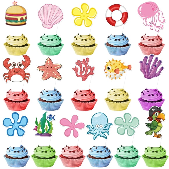 Cupcake Toppers Happy Birthday 48 Piezas Decoración De Fiesta