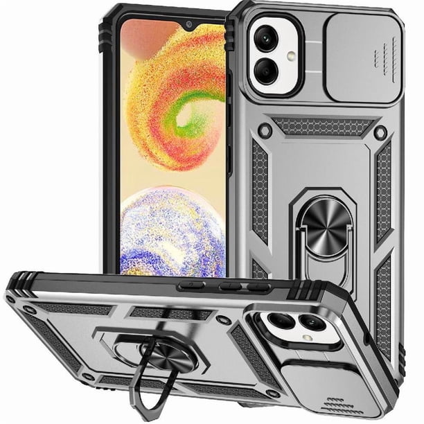 Funda Resistente Anillo Soporte Samsung Galaxy A05 Privacidad Cámara Montaje Magnético Plata