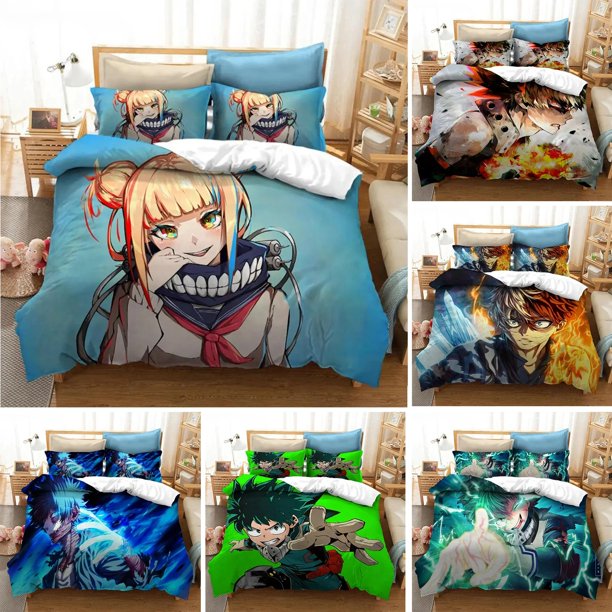 Anime My Hero Academia Bedding Set Boys Girls Duvet Cover Pillowcase Bed Kids Fashion Home Textileextile