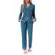 thumbnail image 2 of INSPIRE CHIC Conjunto de Pijamas para Mujer de Manga Larga con Botones, Cuello con Muesca, Ropa de Estar y Pantalones con Cordón y Bolsillos, Talla Mediana Azul Pavo Real, 2 of 6