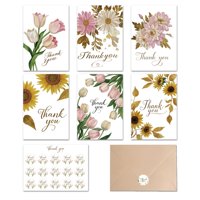 Tarjetas De Agradecimiento Xishiuyis, Paquete De 24 Con Sobres, 6 Diseños Florales