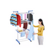 thumbnail image 2 of Tendedero ropa colgador plegable 3 niveles azul, 2 of 3