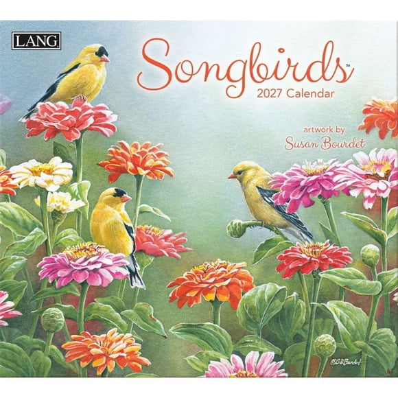 Calendario de pared Lang Brands 34 cm x 61 cm 2027 Pájaros Cantores