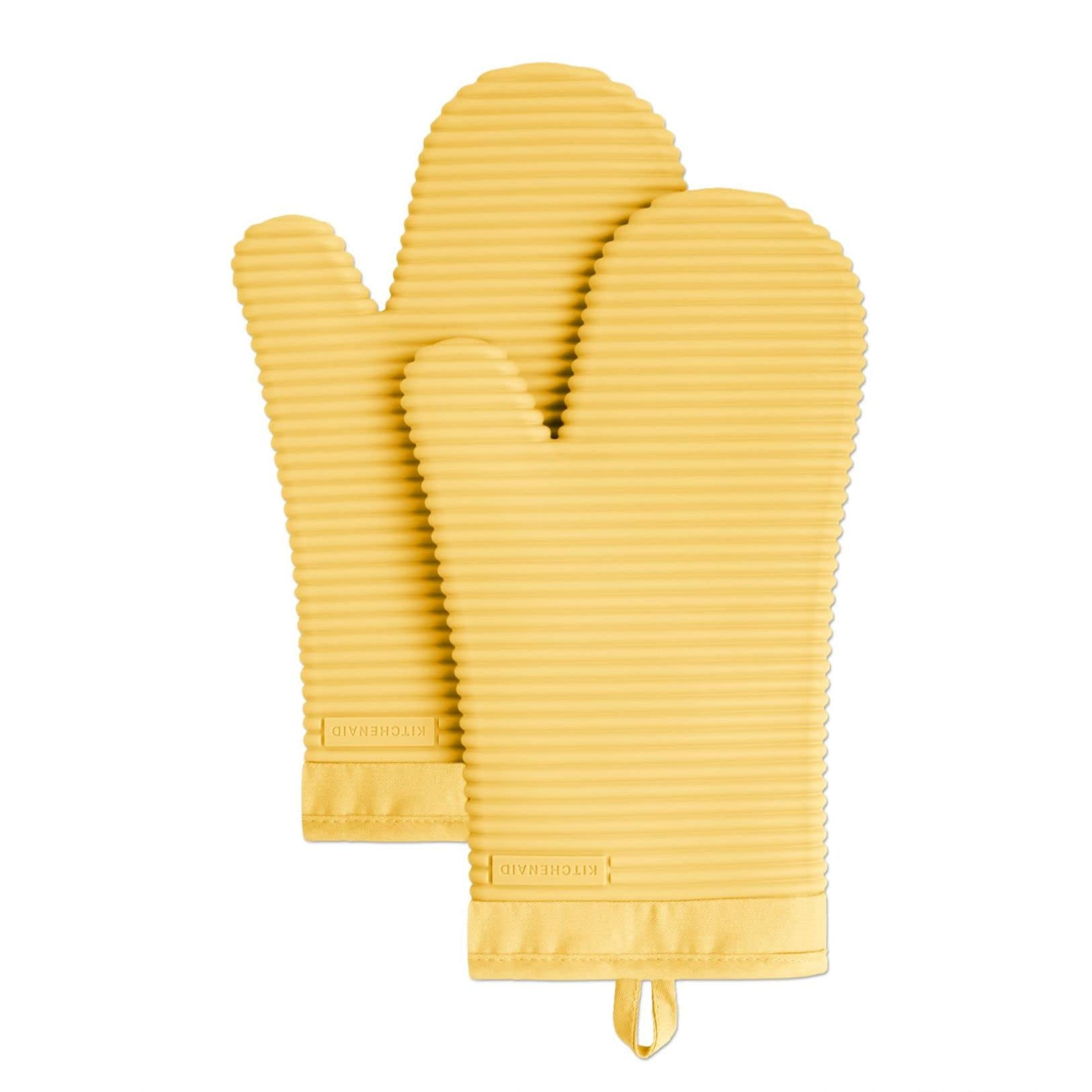 Juego De Guantes De Cocina Kitchenaid De Silicona Suave Acanalada, Color Naranja, 2 Unidades