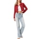 thumbnail image 2 of INSPIRE CHIC Chaqueta de Mezclilla Recortada Lavada de Primavera Verano con Botones Desgastados para Mujer de Regreso a Clases Roja M, 2 of 6