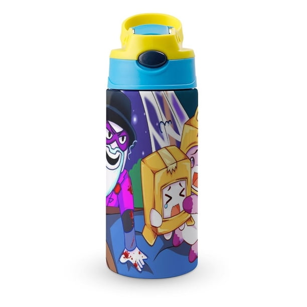 LankyBox Botella de Agua con Tapa Pop Top de Un Toque, Acero Inoxidable, a Prueba de Fugas, para Deportes, Botella Infantil azul 12 oz