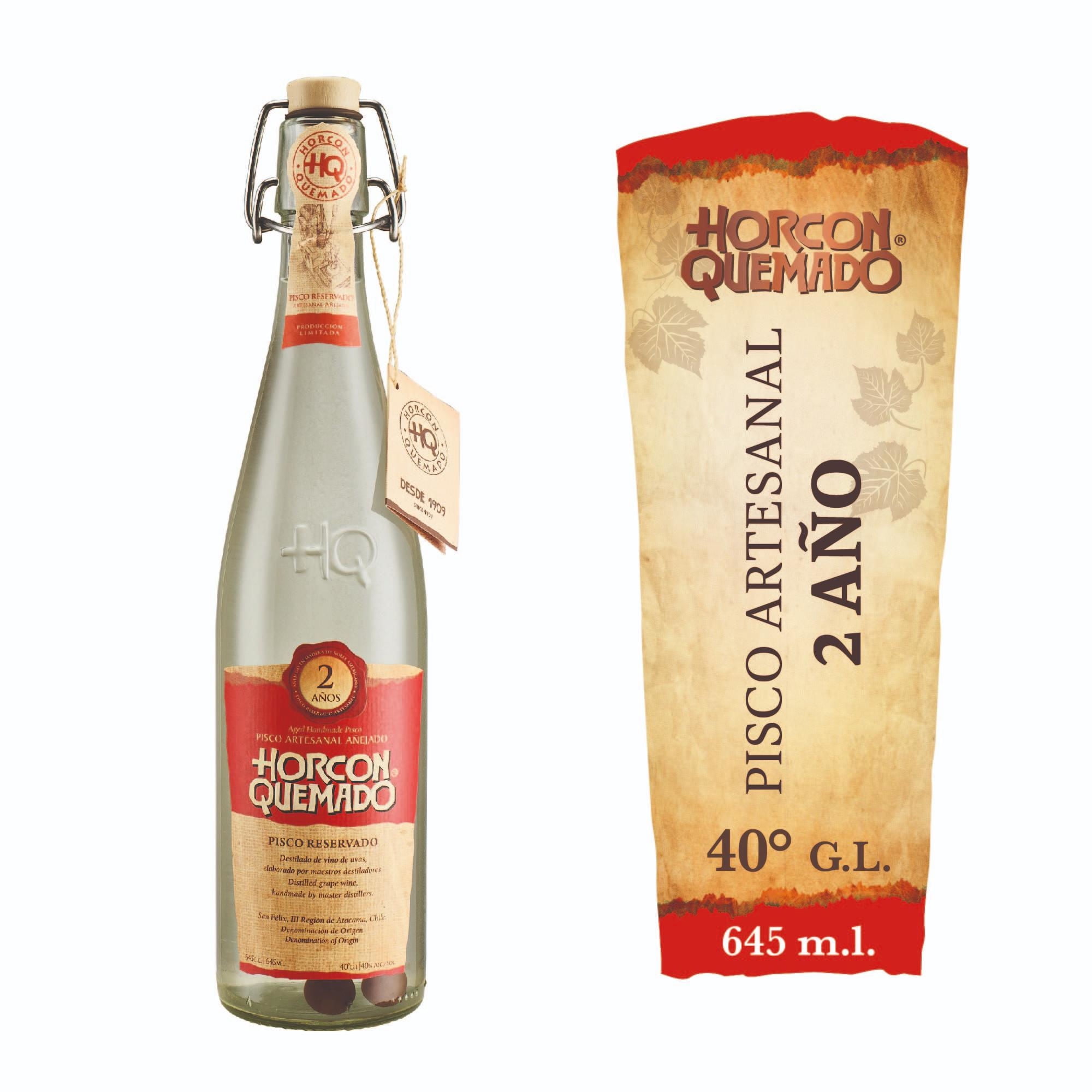 Pisco Artesanal Añejado 40°c Botella 645 cc Horcon Quemado