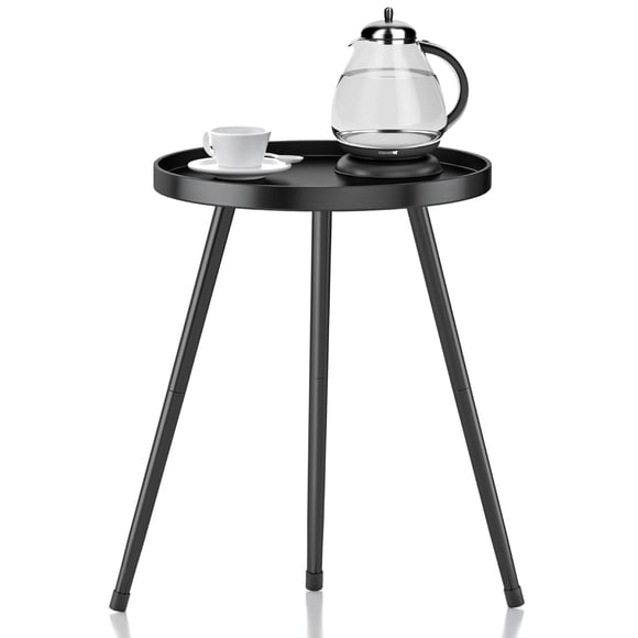 Mesa auxiliar SYQ elegante redonda de metal negro para sala de estar