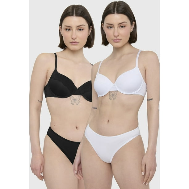 Sostén Mujer Bipack Liso Copa C Negro Blanco Corona