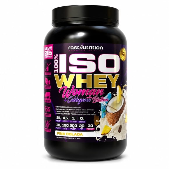 Iso Whey Woman 2 Lbs con colágeno y biotina sabor Piña Colada Fast Nutrition