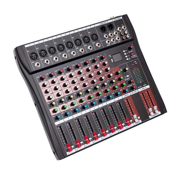Mezclador de Audio Xianikoho de 8 Canales con Bluetooth, USB y Alimentación Phantom