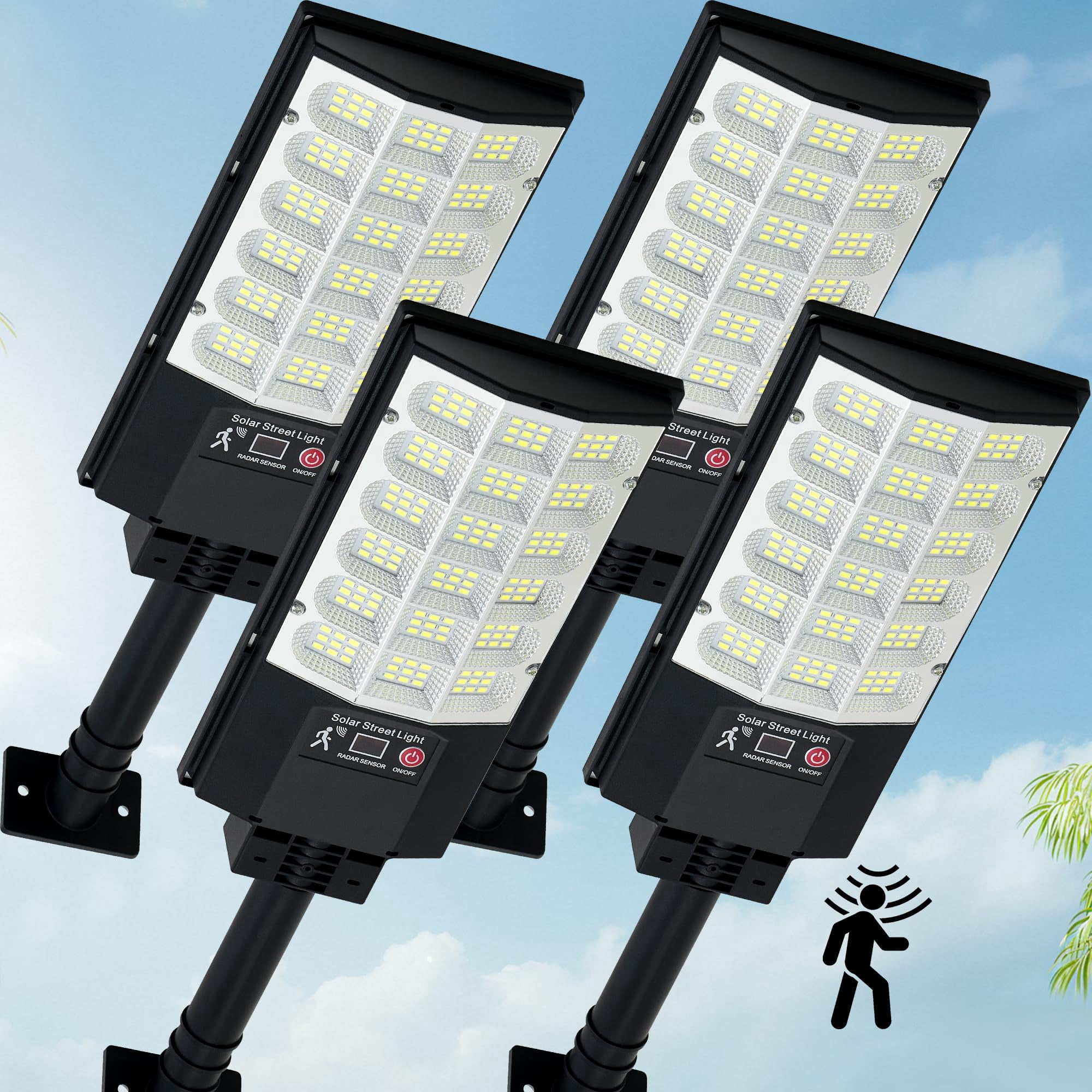 Farolas Solares Tfkk Con Sensor De Movimiento Impermeable, Paquete De 4 Unidades