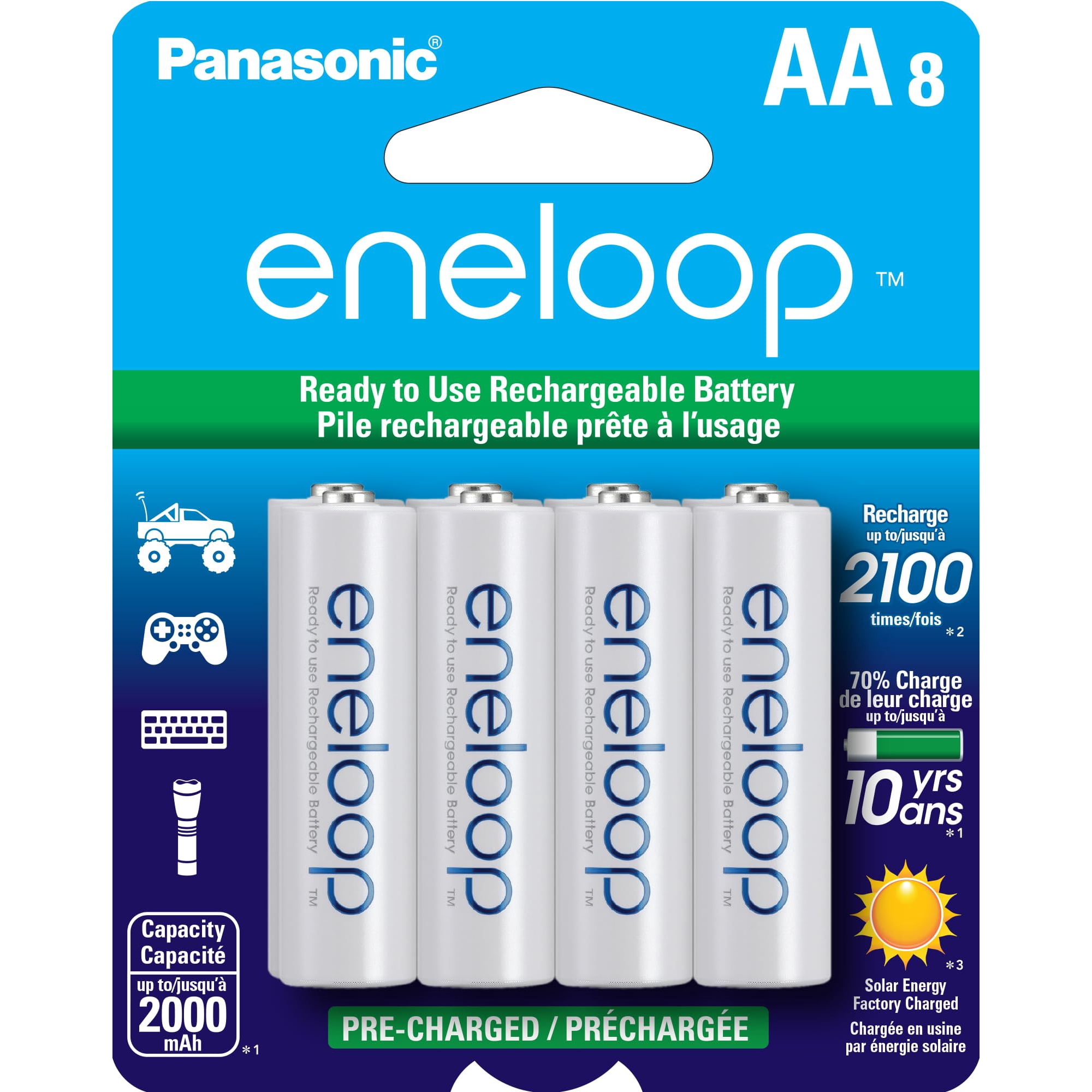 Baterías Recargables Eneloop Panasonic Bk-3mcca8ba Aa X8