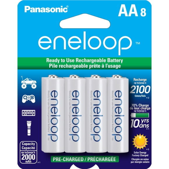 Baterías recargables Eneloop Panasonic BK-3MCCA8BA AA x8