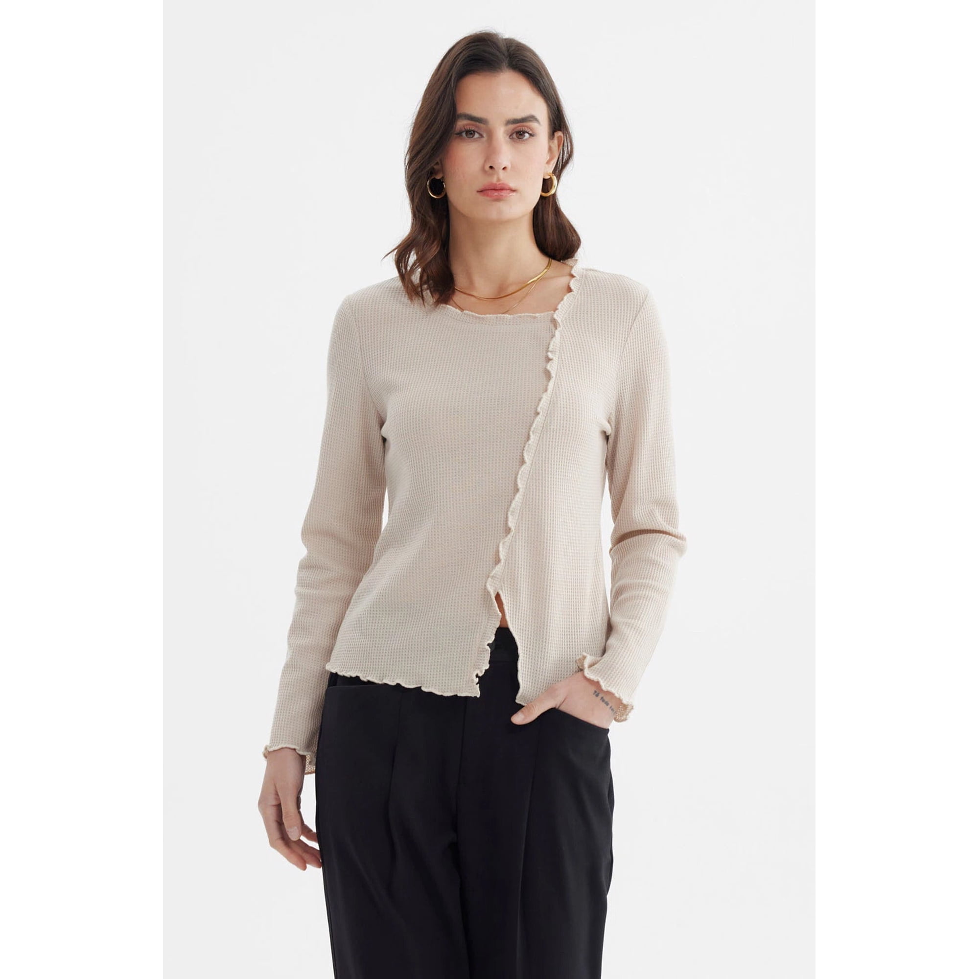 Fashionspark - Polera Mujer Basta Rule Asimétrica Beige