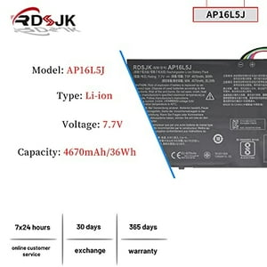 Batería Rdsj Ap16L5J Para Laptop Acer Aspire Swift 5 Sf514-52T Spin 1 Sp111-32N Sf514 Travelmate X5 Tmx514-51-560Q Tmx514-51T-50Mw 7.7V 36Wh 4670Mah
