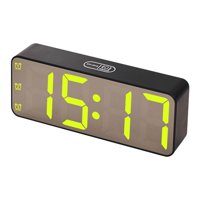 Magideal - Reloj Despertador Digital Rgb, Relojes Despertadores Con Espejo, Temporizador Para Dormitorios, Función De Repetición, Control Por Voz, Reloj Digital Negro
