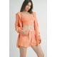 thumbnail image 1 of Saronite Conjunto de 3 Piezas de Algodón con Top Corto, Tirantes Finos y Cordón Ajustable en la Parte Inferior, Manga Corta y Larga, Chaqueta sin Costuras, Color Mandarina (para Mujer), 1 of 2