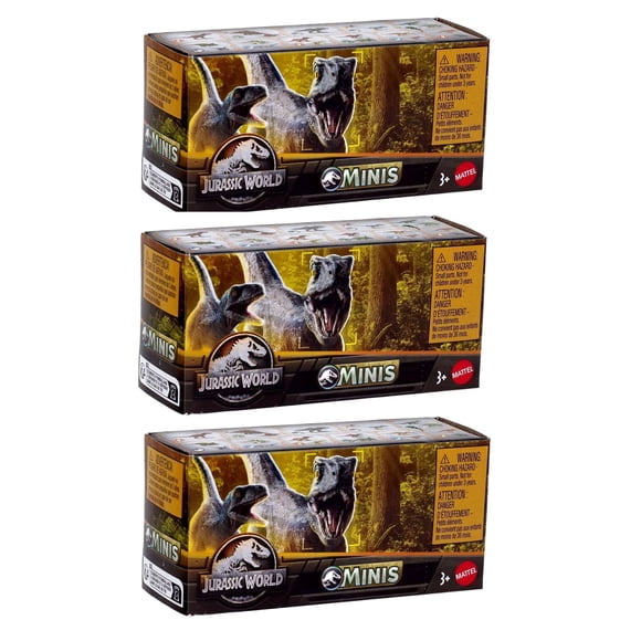 Paquete de 3 Cajas Sorpresa de Mini Dinosaurios Jurassic World 1.125"