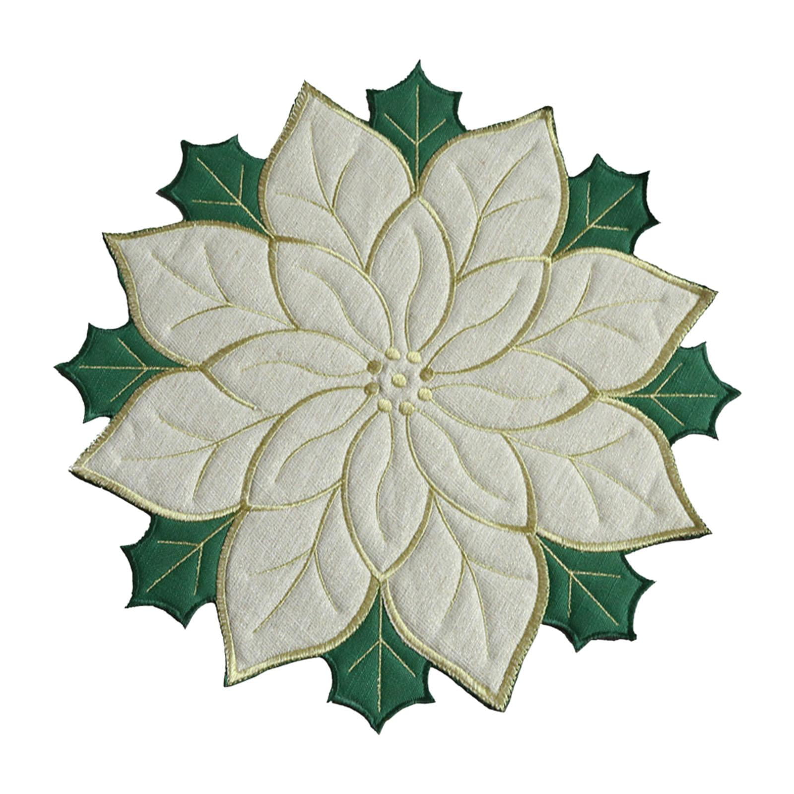 Magideal - Mantel Individual Navideño Para Mesa De Comedor, Posavasos Acolchado De Lino, Mantel Para Cena, Decoración Para El Hogar, Encimera, Cocina Y Comedor , Blanco 60cm