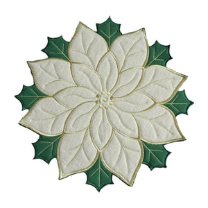 Magideal - Mantel Individual Navideño Para Mesa De Comedor, Posavasos Acolchado De Lino, Mantel Para Cena, Decoración Para El Hogar, Encimera, Cocina Y Comedor , Blanco 60Cm