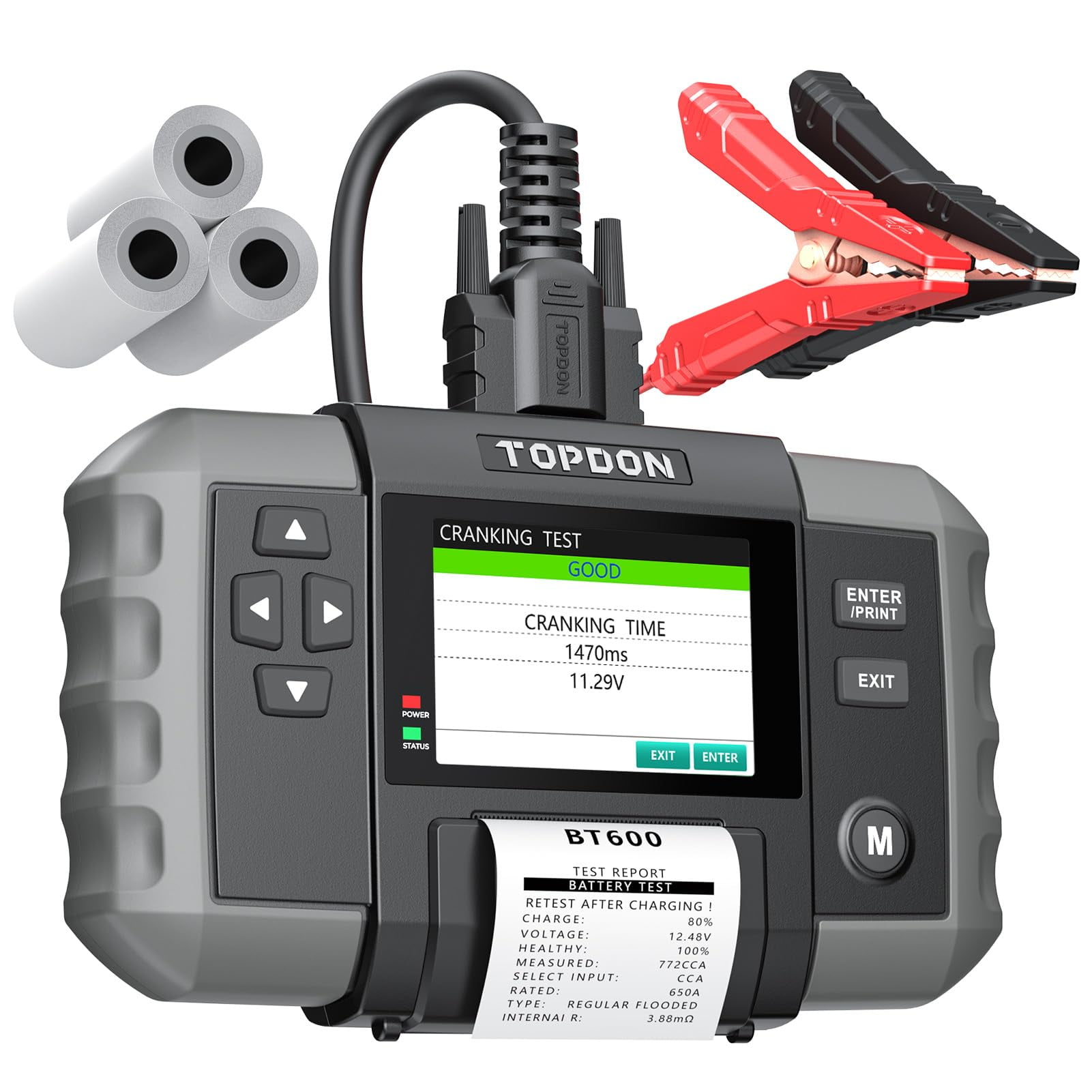 Impresora De Pantalla Topdon Bt600 De 12 V Y 3.5 Pulgadas Para Comprobar Baterías De Coche