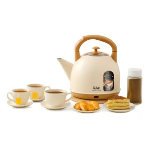 Raf - Hervidor Eléctrico Tetera 4 Litros Acero Inoxidable 1500W Beige