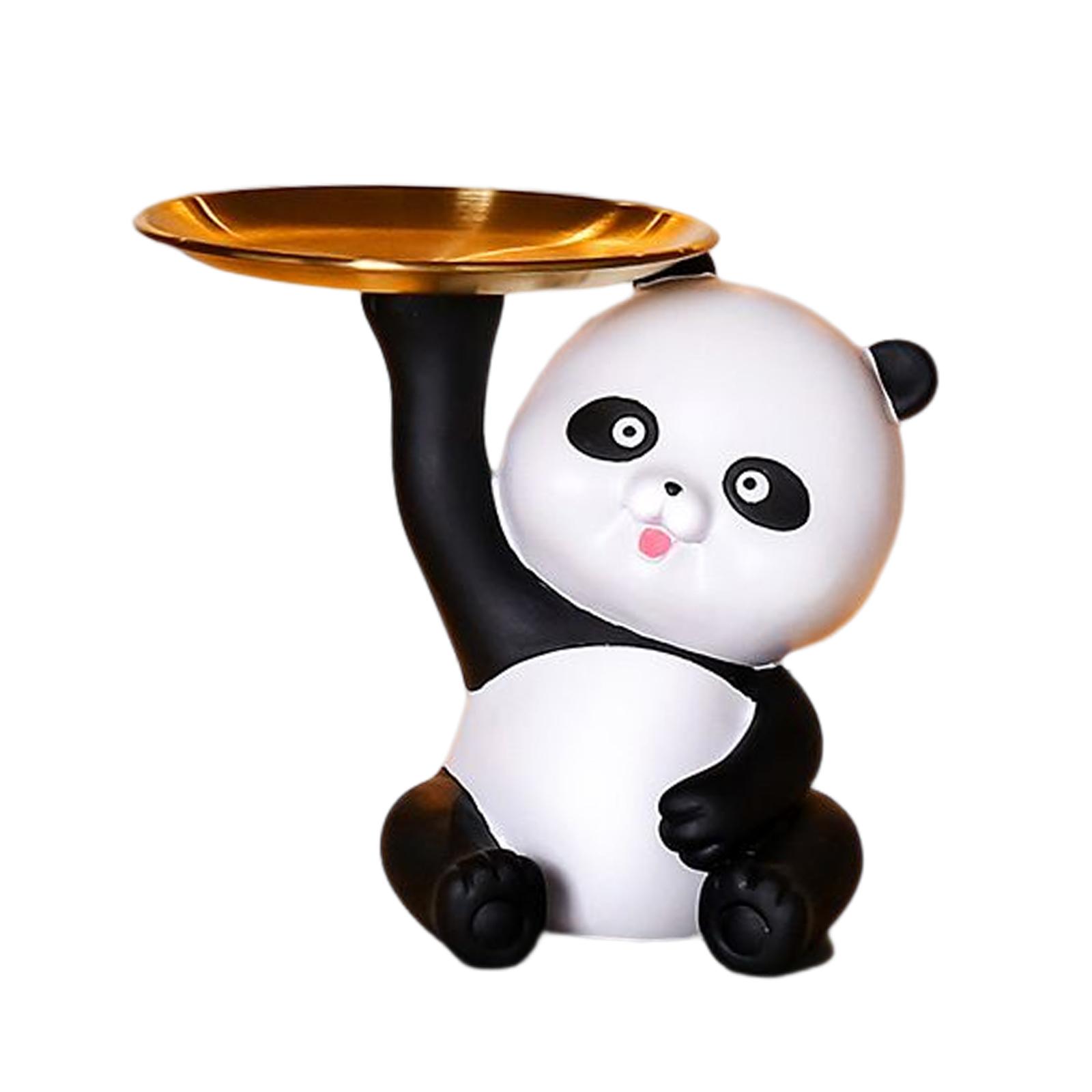 Magideal - Bandeja De Almacenamiento Multifunción Para Escultura De Panda, Soporte De Almacenamiento De Resina, Estatua, Contenedor De Artículos Diversos Para , En Blanco Y Negro