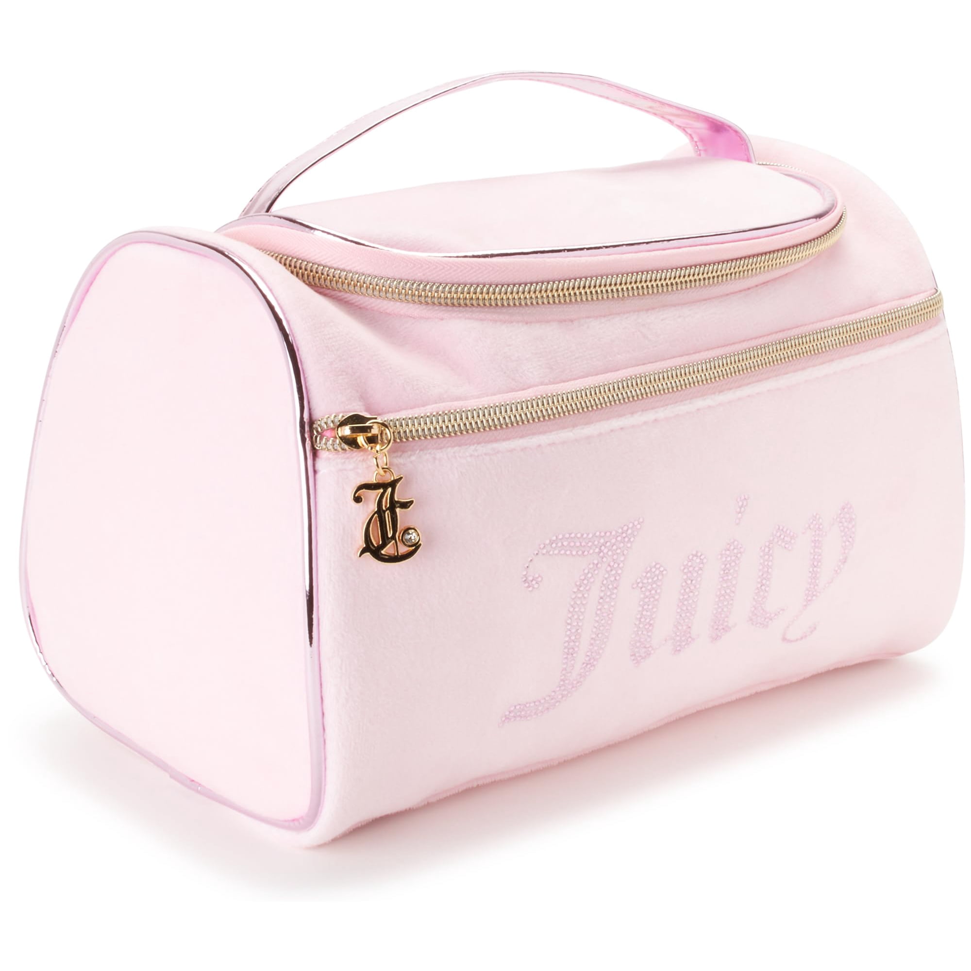 Bolsa De Maquillaje Juicy Couture De Terciopelo Rosa Con Organizador De Strass