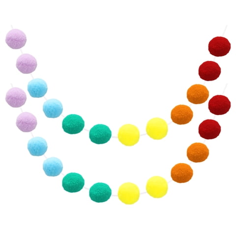 Guirnalda Pom Pom Uxcell 2 Piezas 2 Metros Arcoíris