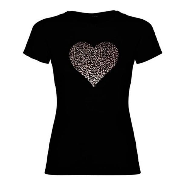Polera Corazon Animal Print Moda Mujer