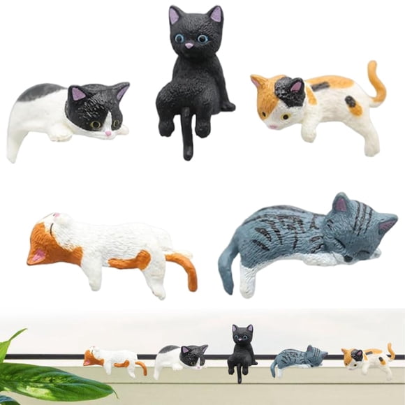 Figuritas miniatura de gato OULIGET, adorables adornos de gato para jardín de hadas
