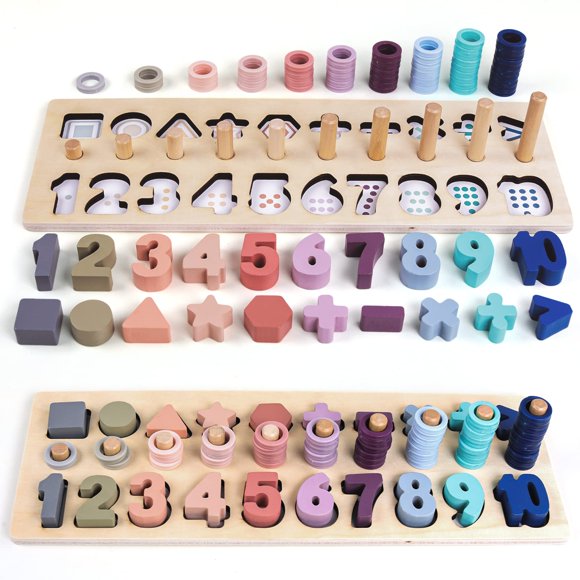 Apilador de madera con forma de conteo QZMTOY, juguete para niños