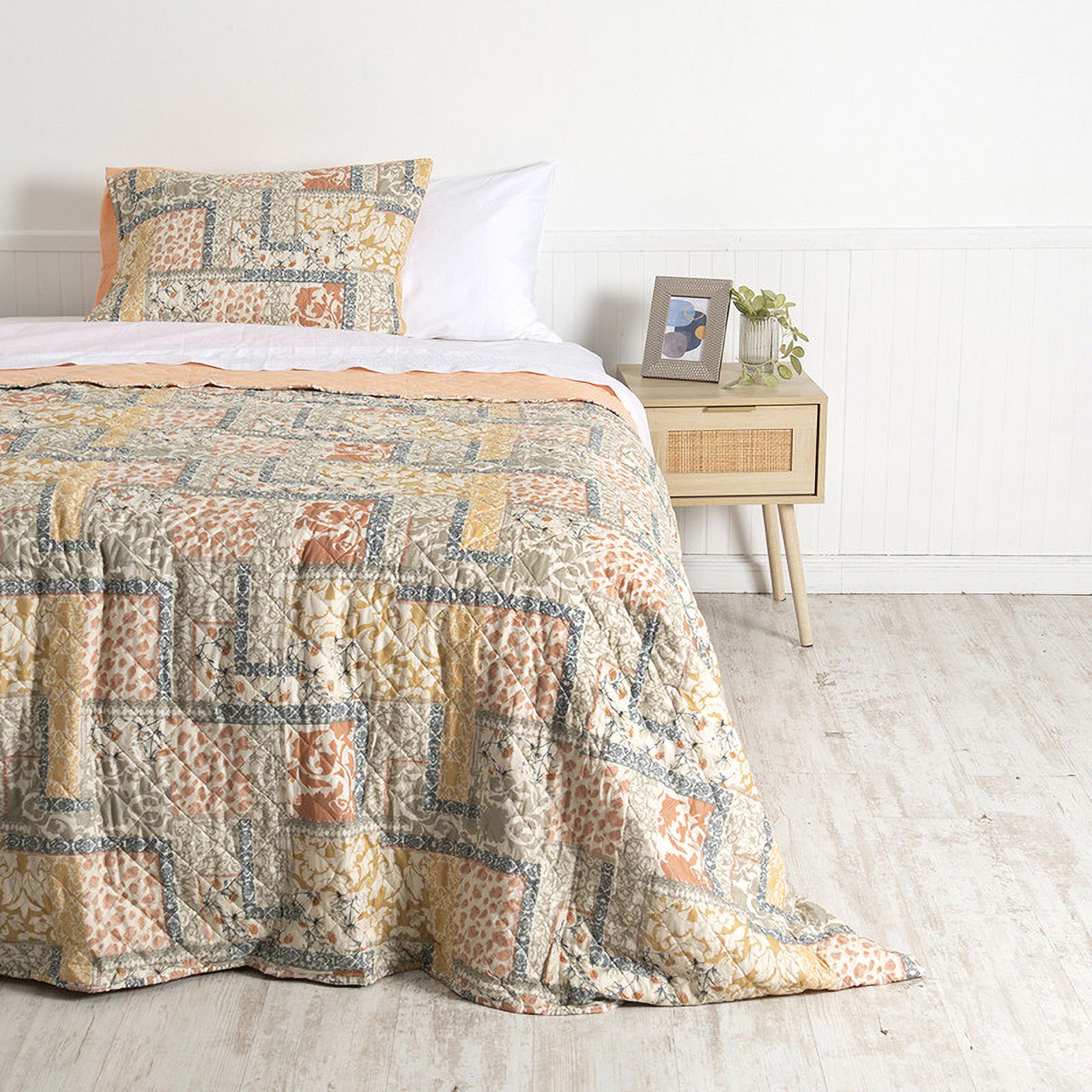 Mashini - Cubrecama Quilt Cosido Estampado Patchwork 1.5 P Gales