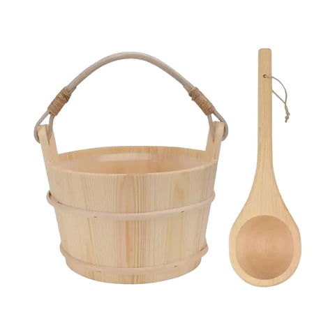 Magideal - Barril De Sauna Y Cucharón, Cuchara Para Pies De Bañera, Accesorios De Ducha, Cuchara De Cubo De Baño, Herramienta De Baño Humeante Para Spa, Sauna De