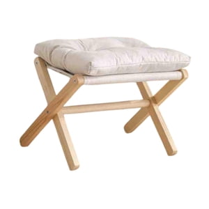 Magideal - Reposapiés De Madera Plegable Tapizado, Elegante Taburete Acolchado Para Sofá, Taburete Para Cambiar Zapatos, Taburete Para Niños, Otomana Para Mesita Blanco