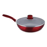Genérico - Wok Antiadherente Montecarlo C/Tapa 30 Cm. Salteados. Cocina Color Rojo