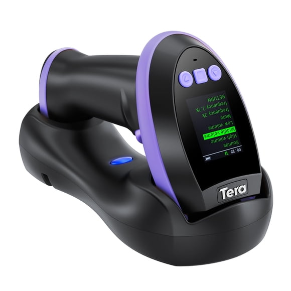 Escáner de código de barras Tera Wireless con Screen Pro 1D 2D QR Púrpura