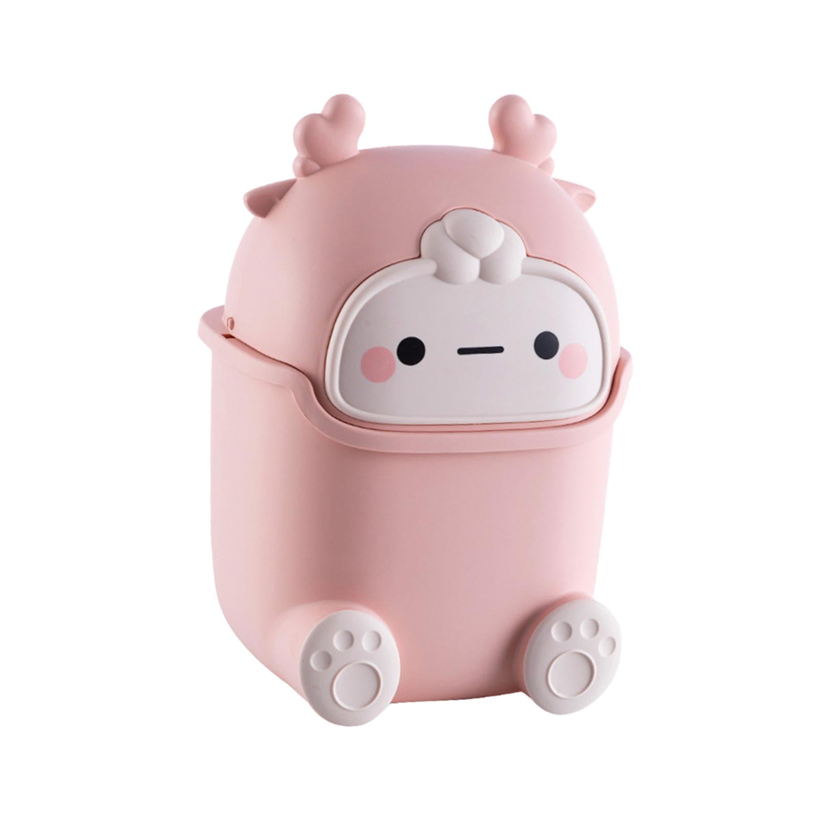 Bothyi - Bote De Basura Pequeño Con Tapa 5l Almacenamiento De Mesa De Maquillaje Para Estudio, Oficina, Hogar Rosa