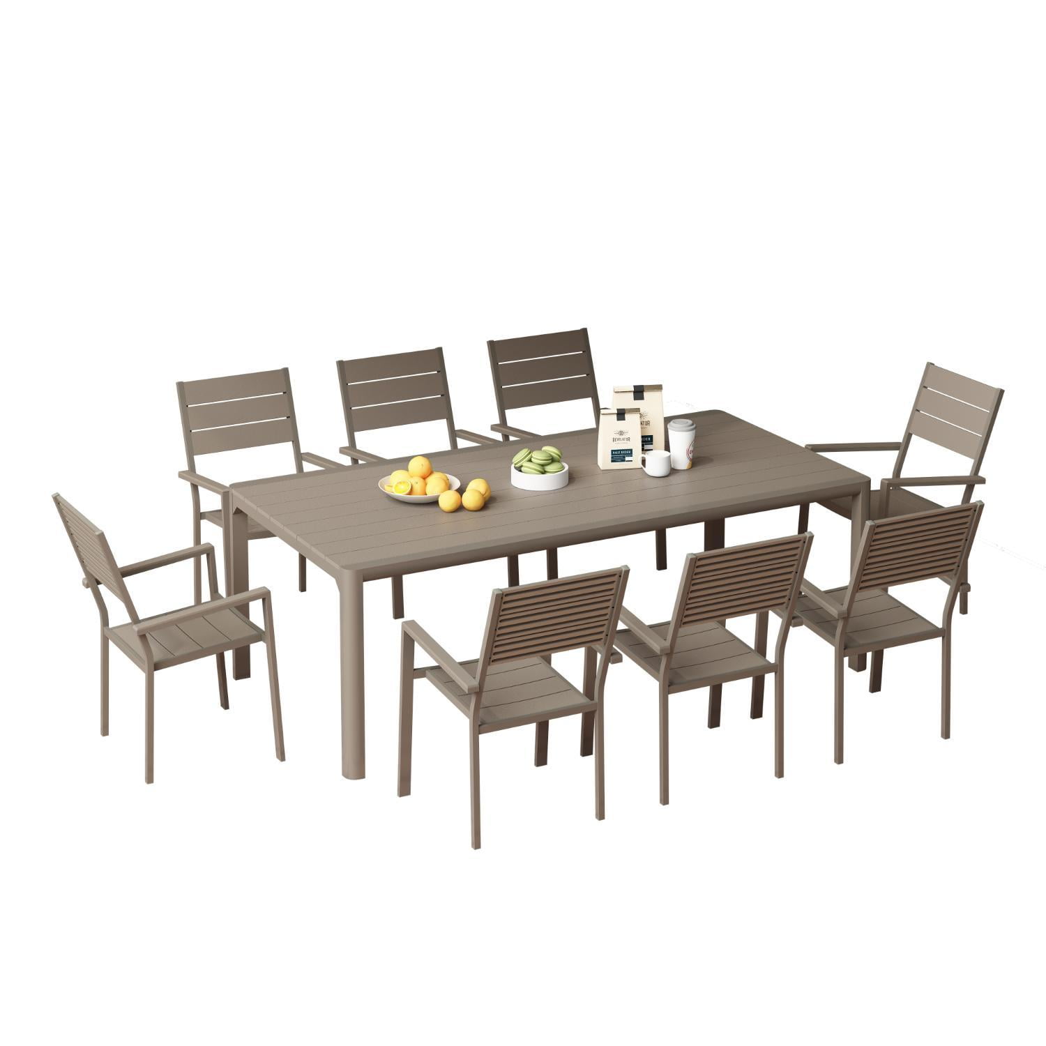 Juego Comedor Terraza 8 Personas Mesa 220x111cm Beige Northwest