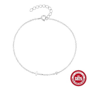 Pulsera Heshpaws S925 Sterling Silver Cross Ajustable Plata