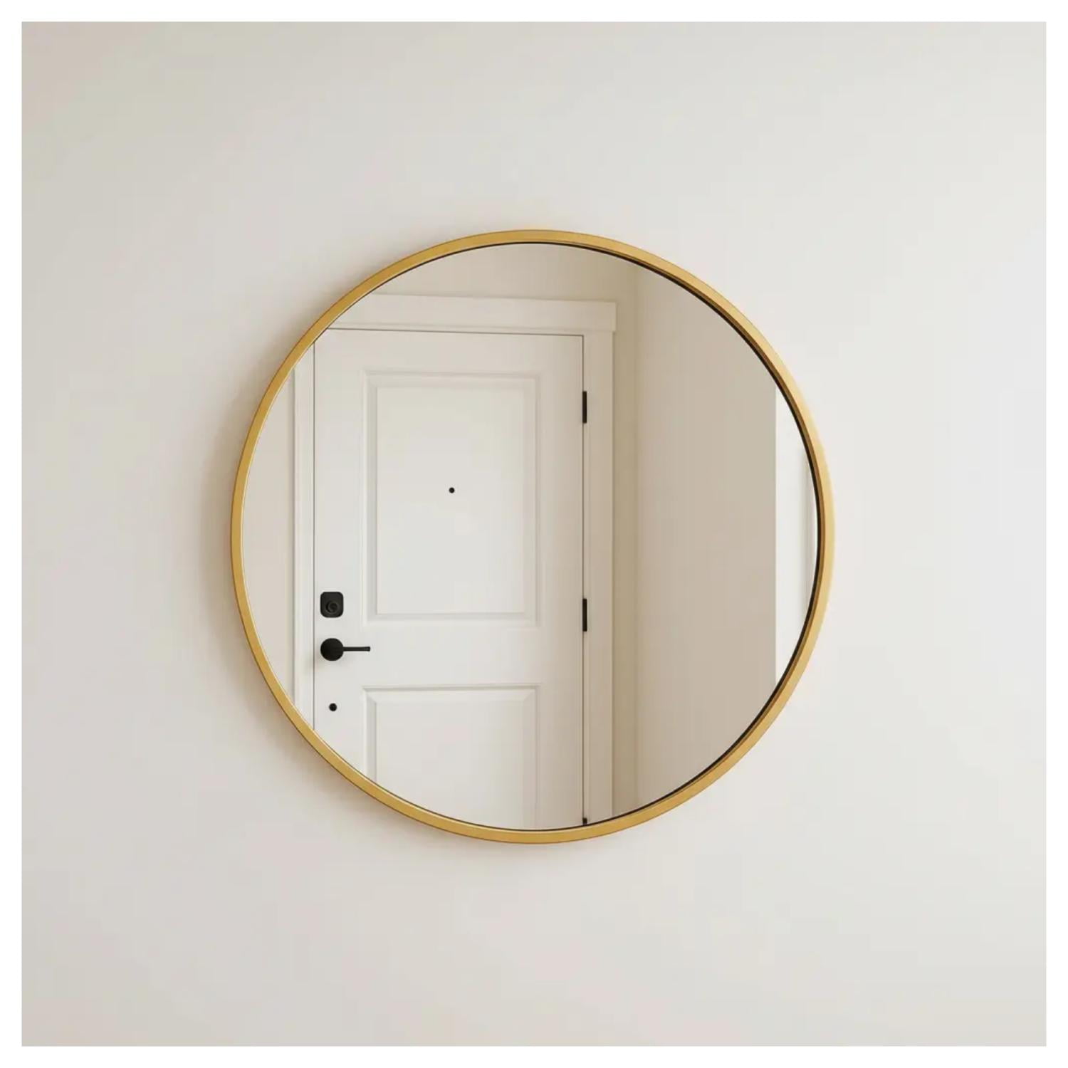 Genérico - Espejo Redondo 60x60 Cm Dorado Diseño Moderno Minimalista