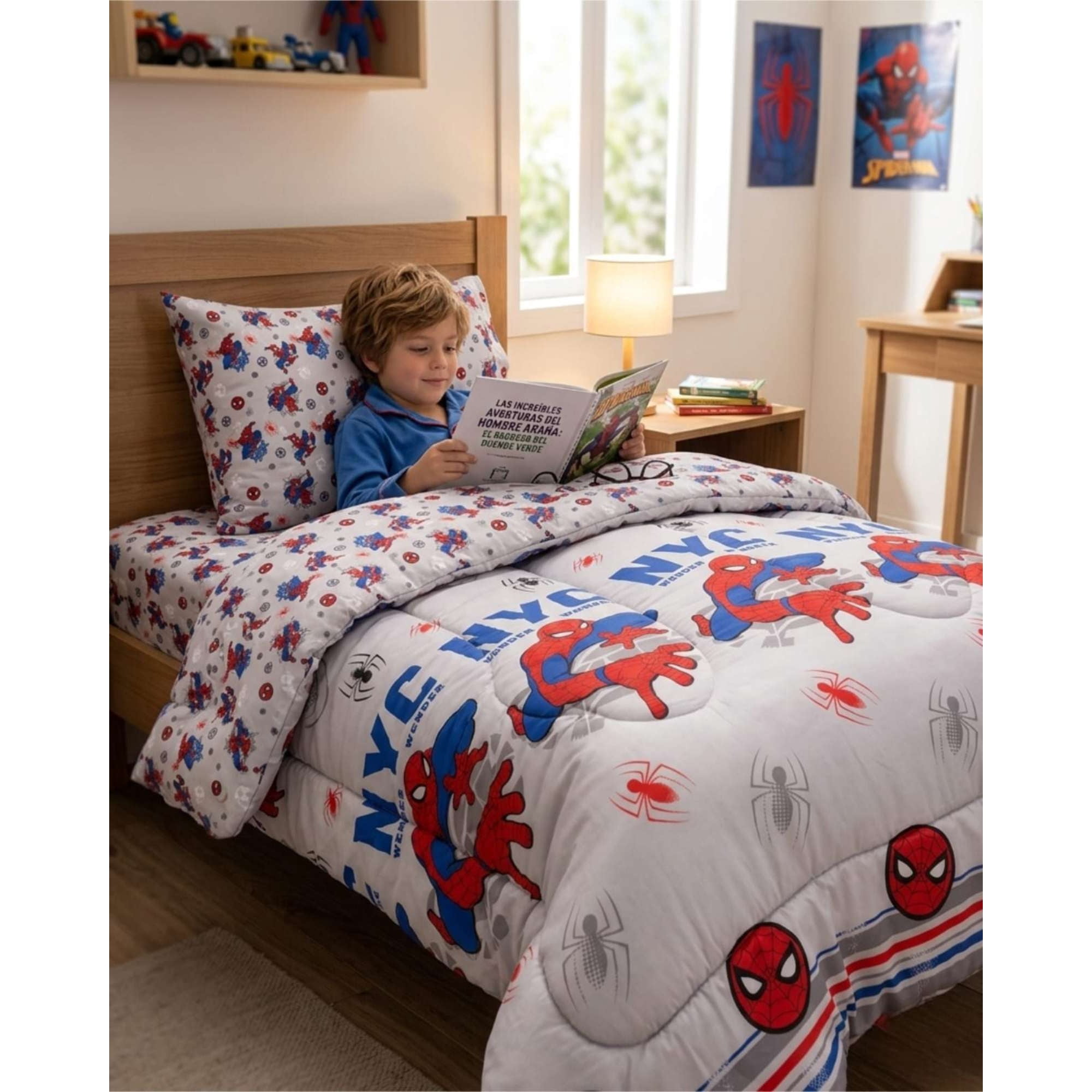 Todo Para El Hogar - Plumón Oficial Marvel Spiderman New York 1.5 Plazas