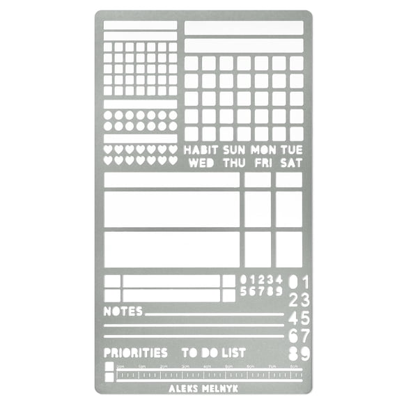Plantilla de Acero Inoxidable Aleks Melnyk 10 × 18 cm para Bullet Journal