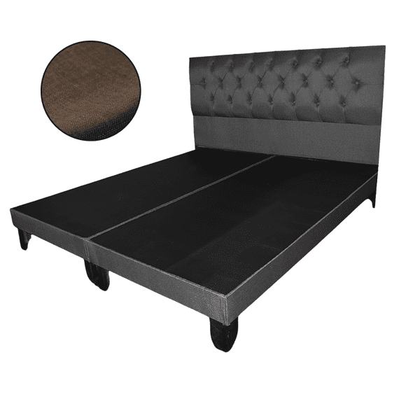 Base de Cama con Respaldo a Piso Super King Café Lino