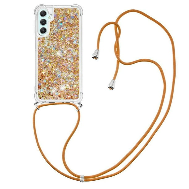 Funda FOXDOCK para Samsung Galaxy A25 5G con Cuerda Ajustable, Brillo Líquido, Protección Antigolpes y Lente – Ideal para Regalo