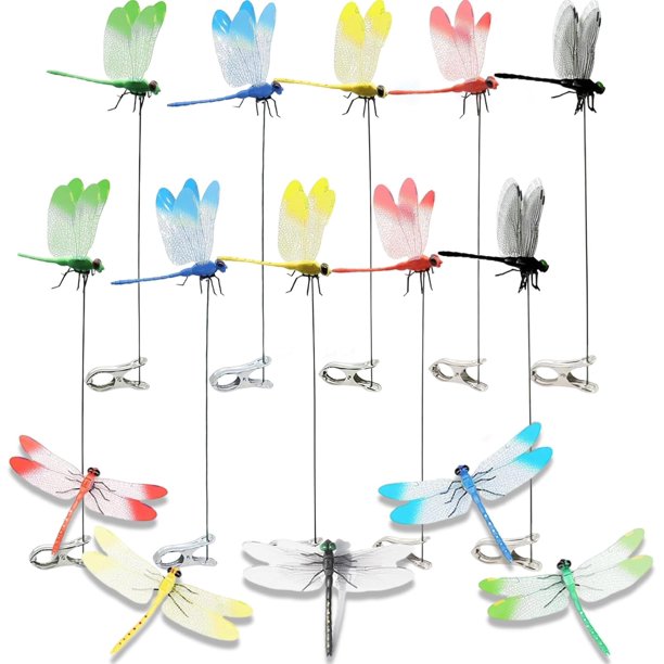 40 clips libélula repelente insectos artificial 3D clip sombrero decoración jardín